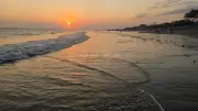 Golden Sunset Waves on Nelayan Beach, Bali