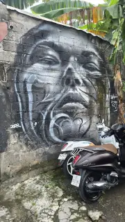 Bali Street Art Mural with Scooters: Urban Culture and Travel Scene
