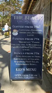 Outdoor Menu Board at The Beach Cafe Spa Sauna Bali