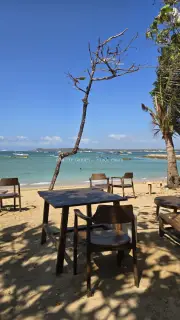 Empty Beach Cafe Tables Overlooking Mertasari Beach, Bali