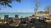 Mertasari Beach Bali: Idyllic Tropical Seascape with Empty Chairs