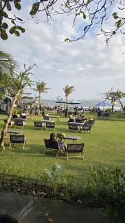 Relaxing Beach Club Scene in Bali with Ocean View