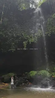 Woman at Banyu Wana Amertha Waterfall Bali Jungle