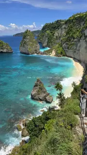 Diamond Beach Bali Aerial View Turquoise Waters