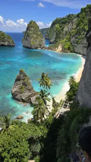 Aerial View Diamond Beach Bali Turquoise Waters