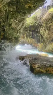 Dramatic Coastal Cave Waves Suluban Beach Bali
