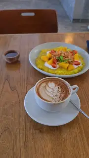 Bali Cafe Breakfast B-Roll Footage with Coffee and Fruit Bowl