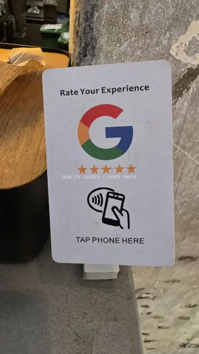 Google Review Sign for Customer Feedback and Digital Experience - stock photo
