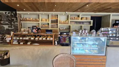 Artisanal Bakery Interior in Bali with Freshly Baked Goods - stock photo