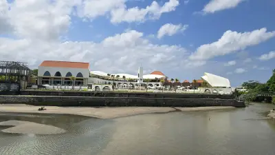Luxurious Café del Mar Bali Resort Architecture by the Water - stock photo