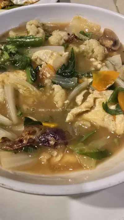 Authentic Indonesian Vegetable Tofu Soup Cap Cay in Bali - stock photo