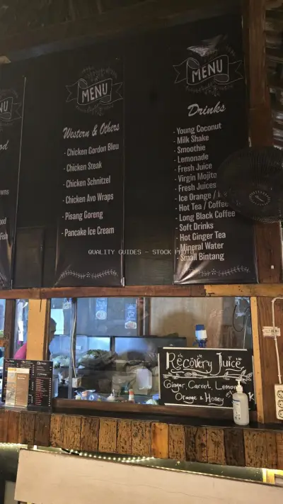 Bali Restaurant Menu Board with Western and Local Dishes - stock photo