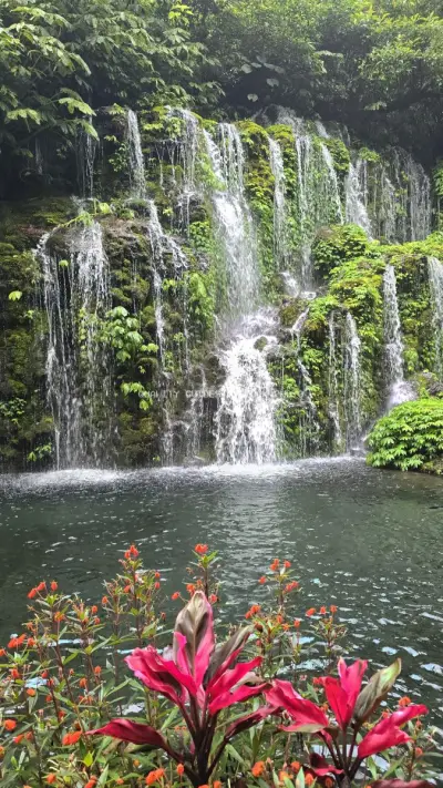 Banyu Wana Amertha Waterfall Bali Tropical Paradise - stock photo