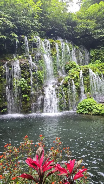 Banyu Wana Amertha Waterfall Bali Tropical Paradise - stock photo