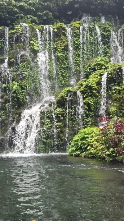 Banyu Wana Amertha Waterfall Bali Tropical Paradise - stock photo