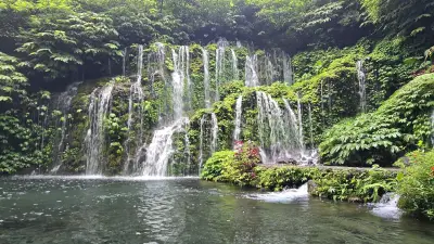 Banyu Wana Amertha Waterfall Bali Tropical Paradise - stock photo