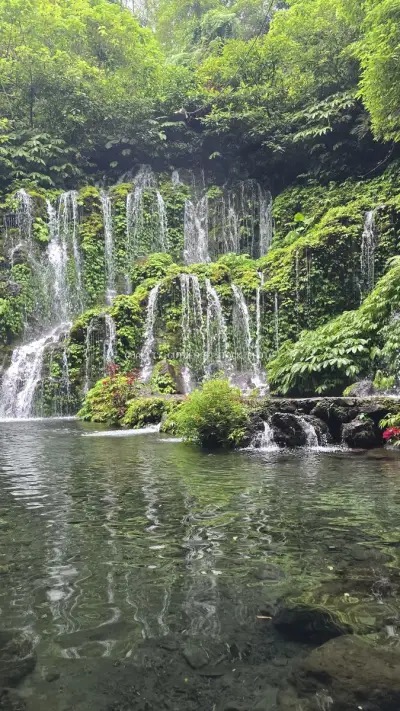 Banyu Wana Amertha Waterfall Bali Tropical Paradise - stock photo