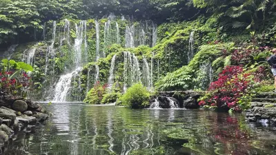 Banyu Wana Amertha Waterfall Bali Tropical Paradise - stock photo