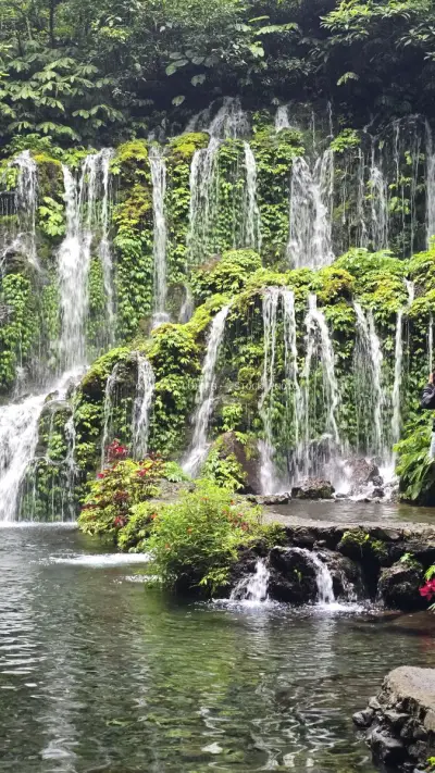 Banyu Wana Amertha Waterfall Bali Tropical Paradise - stock photo