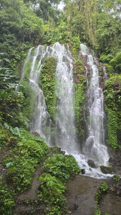 Banyu Wana Amertha Waterfall Bali Tropical Jungle - stock photo