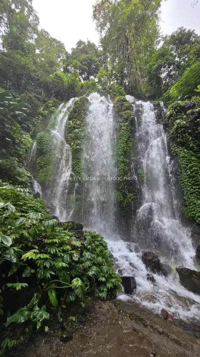 Banyu Wana Amertha Waterfall Bali Tropical Jungle - stock photo