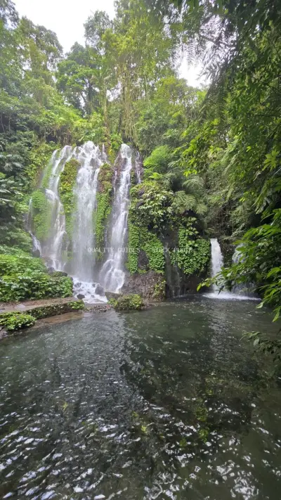 Banyu Wana Amertha Waterfall Bali Tropical Jungle Paradise - stock photo