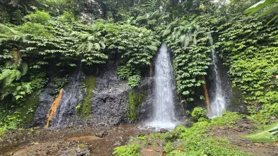 Banyu Wana Amertha Waterfall Bali Tropical Jungle - stock photo