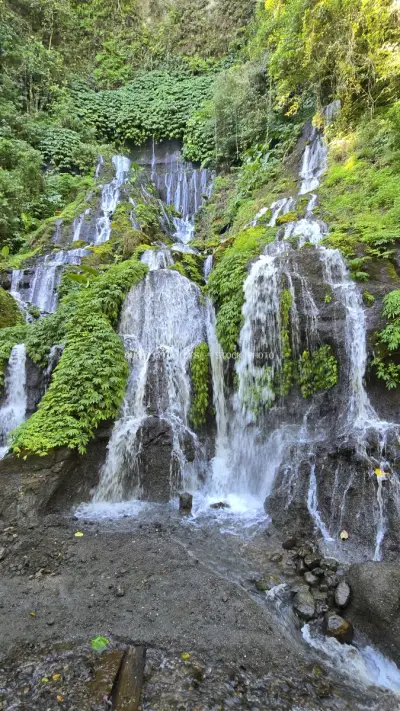 Pucak Manik Waterfall Bali Tropical Jungle Cascades - stock photo