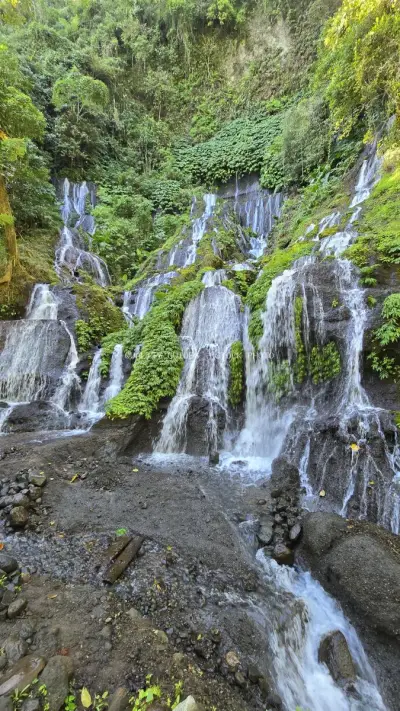 Pucak Manik Waterfall Bali Lush Jungle Cascades - stock photo