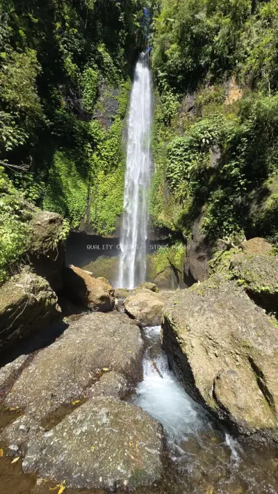 Pucak Manik Waterfall Bali Tropical Jungle Stream - stock photo