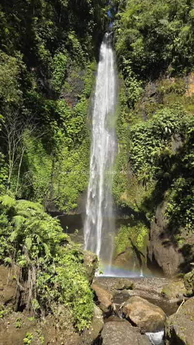 Pucak Manik Waterfall Bali Tropical Jungle Landscape - stock photo