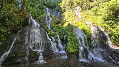 Pucak Manik Waterfall Bali Lush Jungle Cascades - stock photo