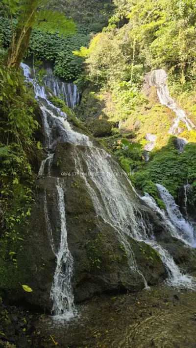 Pucak Manik Waterfall Bali Lush Jungle Landscape - stock photo