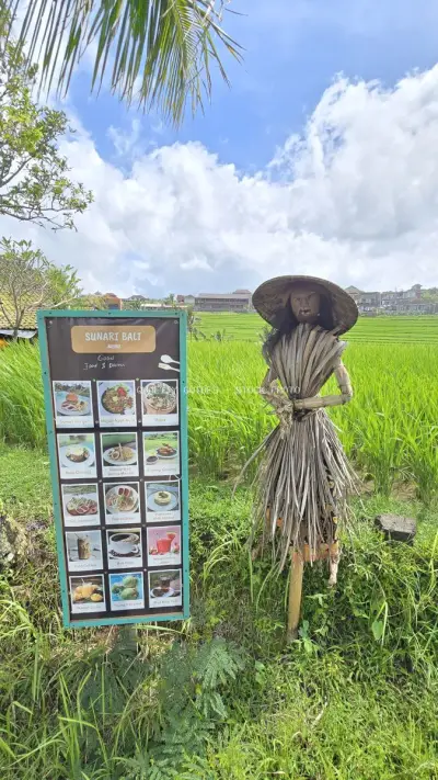 Sunart Bali Restaurant Sign Rice Terraces Bali Indonesia - stock photo