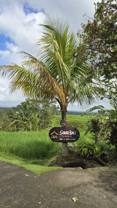 Sunari Bali Sign Jatiluwih Rice Terraces Landscape - stock photo