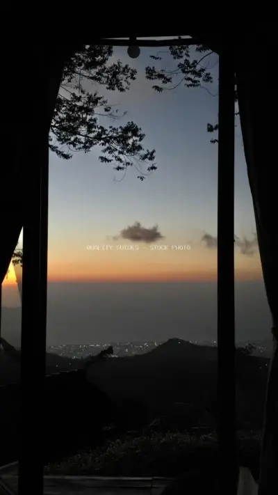 Sunset View from Glamping Tent Bali Tropical Retreat - stock photo