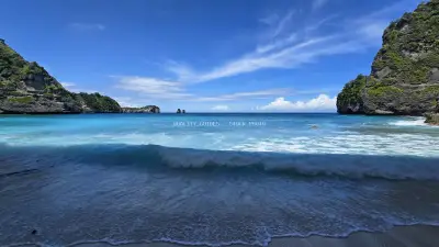 Diamond Beach Bali Turquoise Waters Tropical Paradise - stock photo