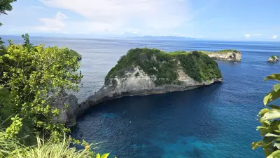 Diamond Beach Bali Limestone Cliffs Ocean View - stock photo