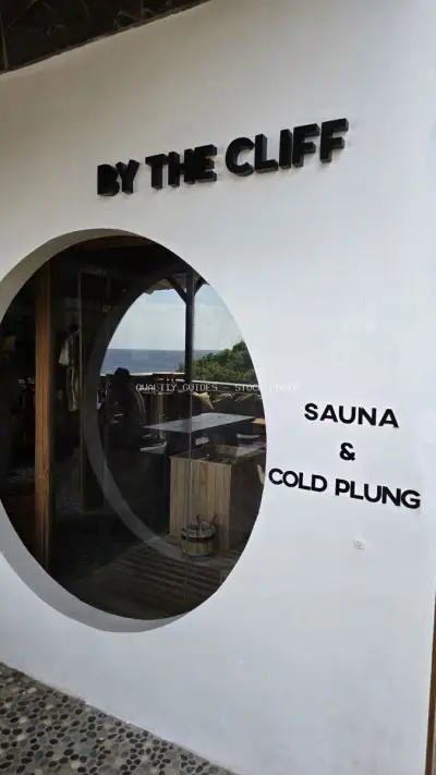 By The Cliff Bali Sauna Cold Plunge Signage - stock photo