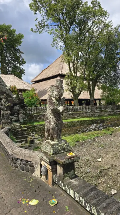 Taman Ayun Temple Stone Statue Bali Architecture - stock photo