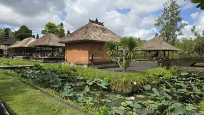 Taman Ayun Temple Bali Traditional Architecture Landscape - stock photo