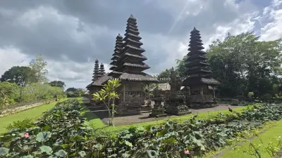 Taman Ayun Temple Bali Tiered Pagodas Landscape - stock photo