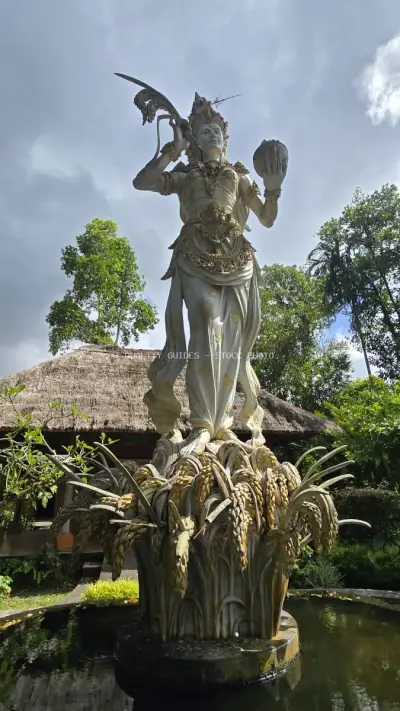 Ornate Hindu Goddess Statue Taman Ayun Temple Bali - stock photo