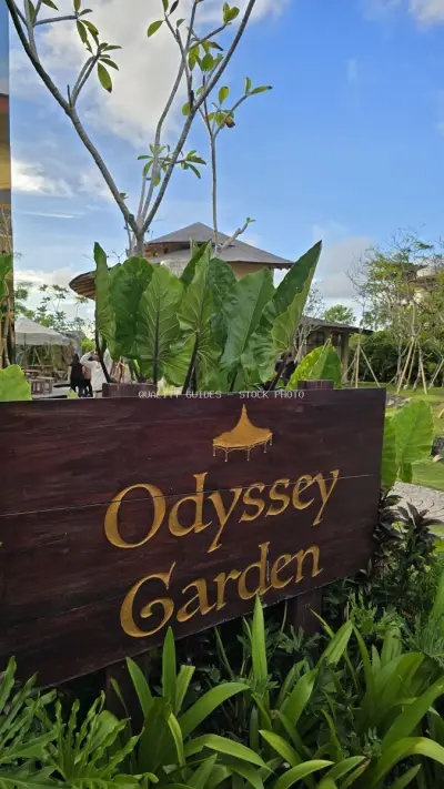 Odyssey Garden Sign Bali Tropical Landscape - stock photo