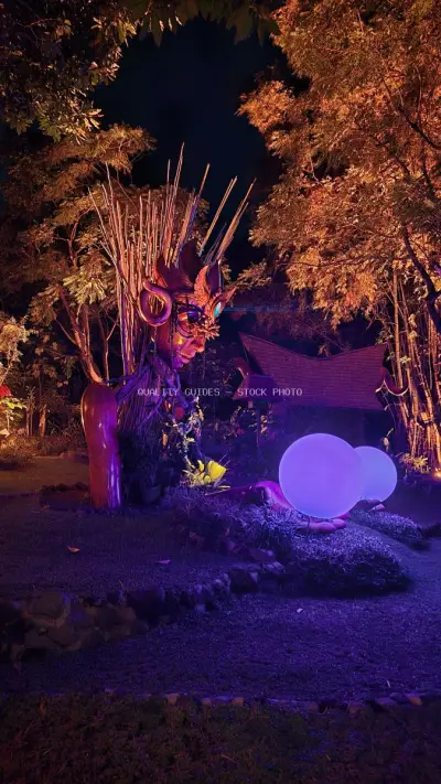 Illuminated Art Installation Night Garden Bali Creative City - stock photo