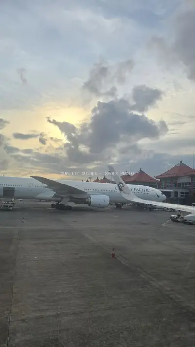 Cathay Pacific Aircraft at Bali International Airport Terminal - stock photo
