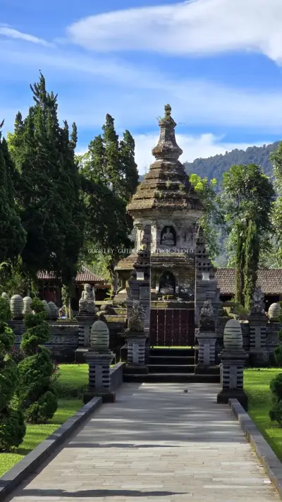 Ulun Danu Beratan Temple Bali Sacred Architecture Landscape - stock photo