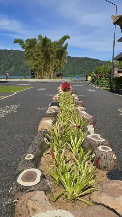 Ulun Danu Beratan Temple Bali Lake Landscape - stock photo