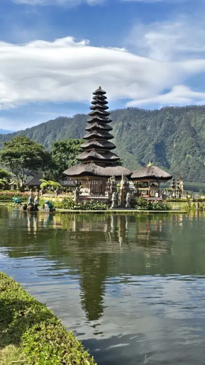 Ulun Danu Beratan Temple Bali Lake Reflection - stock photo