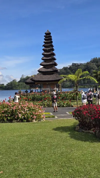 Ulun Danu Beratan Temple Bali Lake Landscape - stock photo